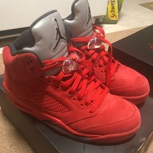 Jordan 5 red suede size 9